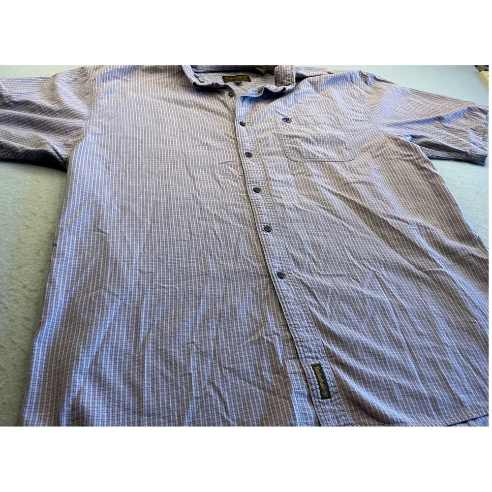 Timberland Vintage Weathergear Shirt Micro Check Short Sleeve XXL Purple Cotton‎